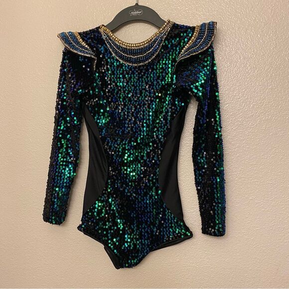 Revolution Black and Blue Sequin Dance Costume - Picture 2 of 10